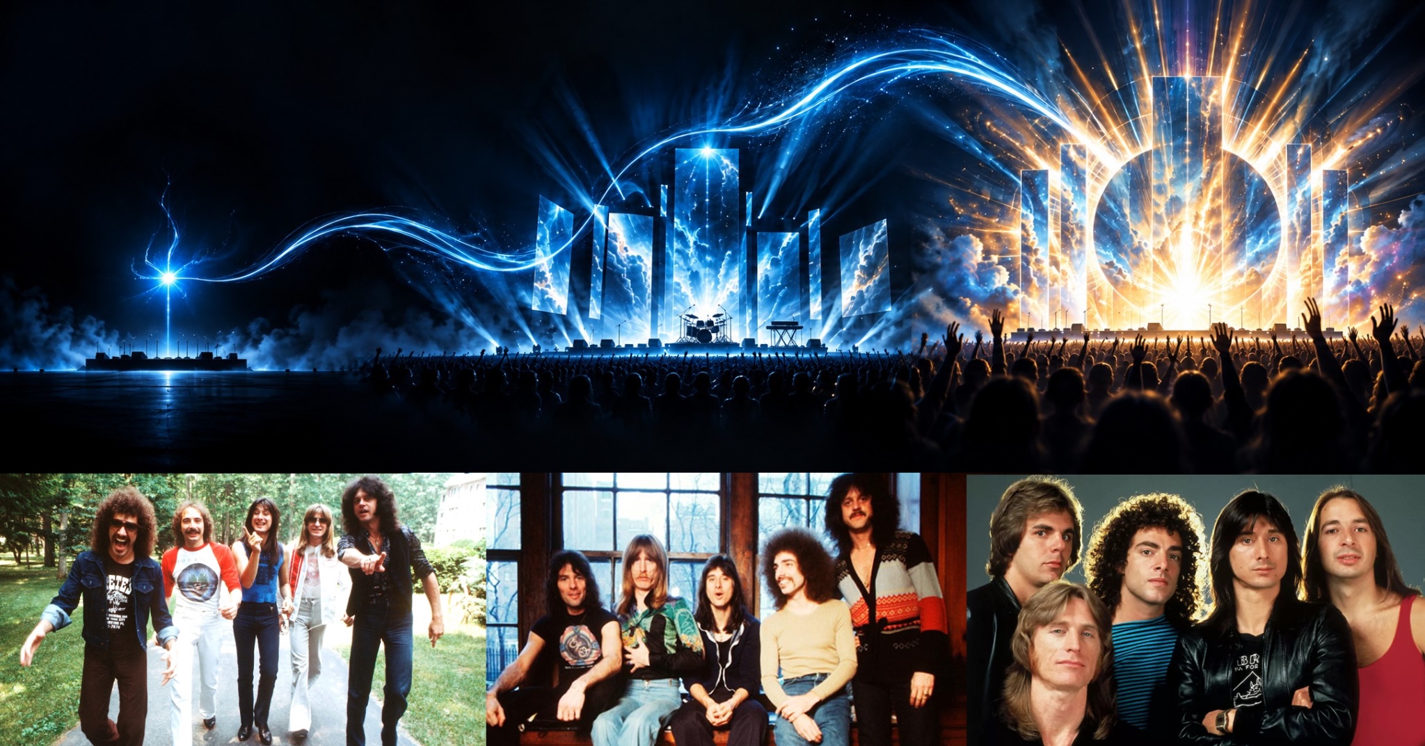 ELEVATION's cinematic concert arc alongside photographs of Journey through the eras